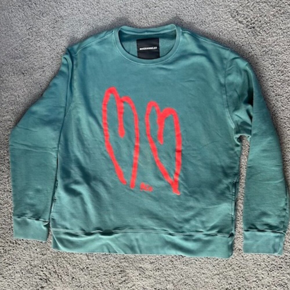 Rochambeau Designer Two-Heart Contemporary Artwork Sweatshirt - Size XL - EUC